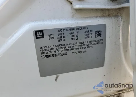 2012 Cadillac Cts Luxury Collection z USA, uszkodzony, nr VIN 1G6DH8E53C0138457